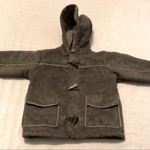 The Children’s Place Brown Faux Suede & Fur Hooded Winter Coat Full Zipper 3T